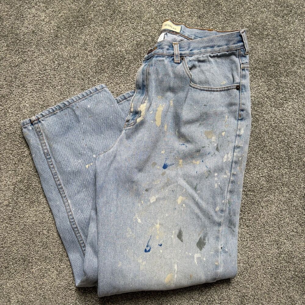 Vintage Route 66 Painters Pants Distressed Paint Splatter Men’s 36x30